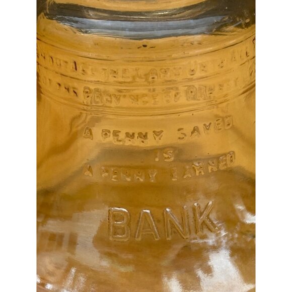 Vintage Amber Carnival Glass 1976 Liberty Bell Coin Bank With Slot Bicentennial - Picture 9 of 9
